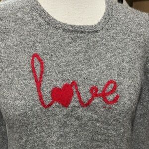 Future Paradise 100% Cashmere Women's Sweaters Pullover LOVE Sweater Grey Sz M